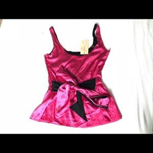 NEW Lissa Mar 100% silk blouse size M pink & black